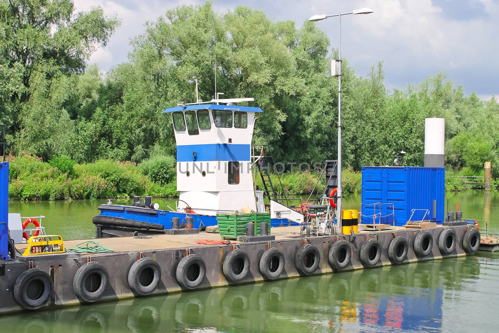 Tug on the dock Dutch shipyard. Netherlands