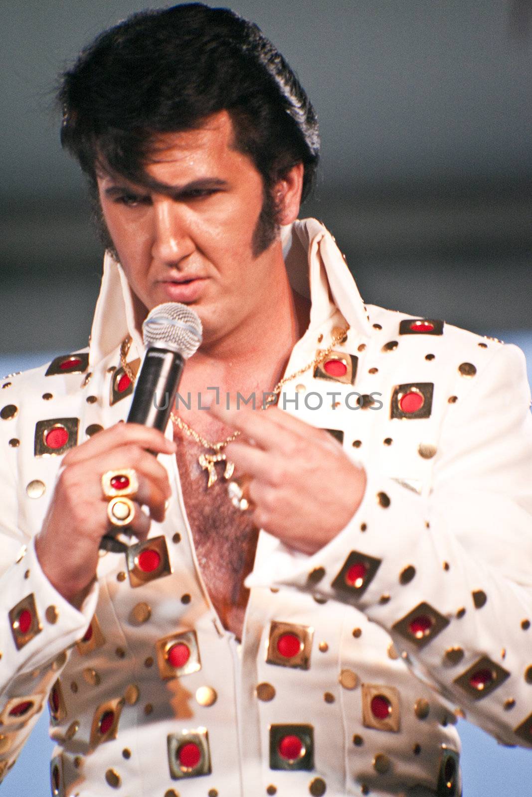 SURFERS PARADISE - JAN 7 Mr. Mark Anthony singer / performer on the stage during the concert "Surfers Paradise Elvis Birthday Bash" Saturday 7 2011 Surfers Paradise Queensland Australia .