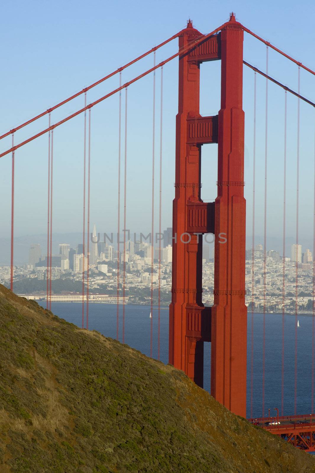 San Francisco as seen through the Golden Gate Bridge