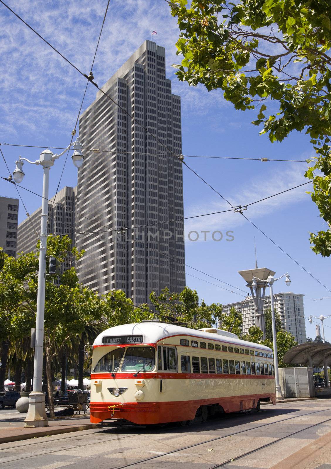 San Francisco Trolley Car moves through the street