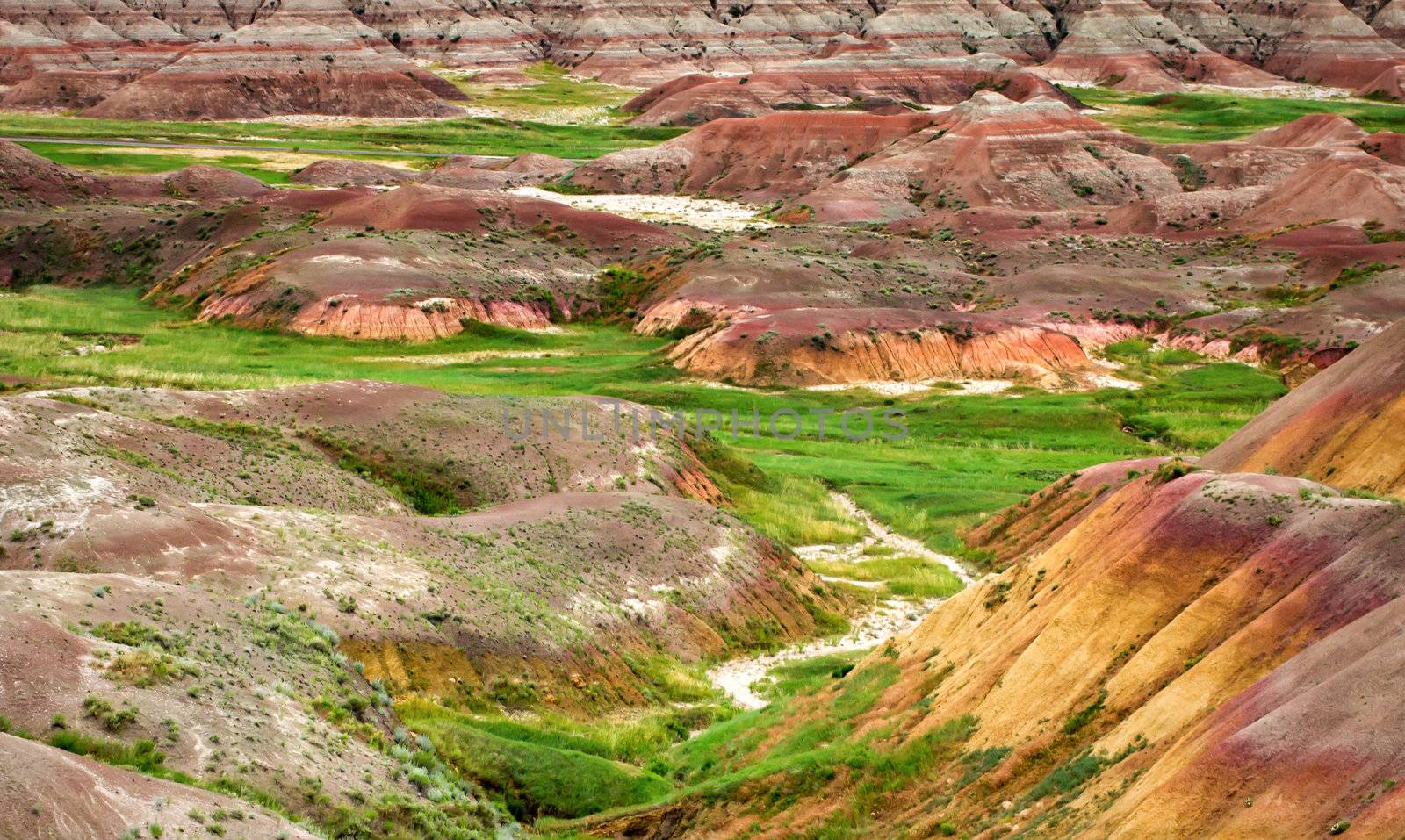 Views of Badlands National Park in South Dakota, USA.