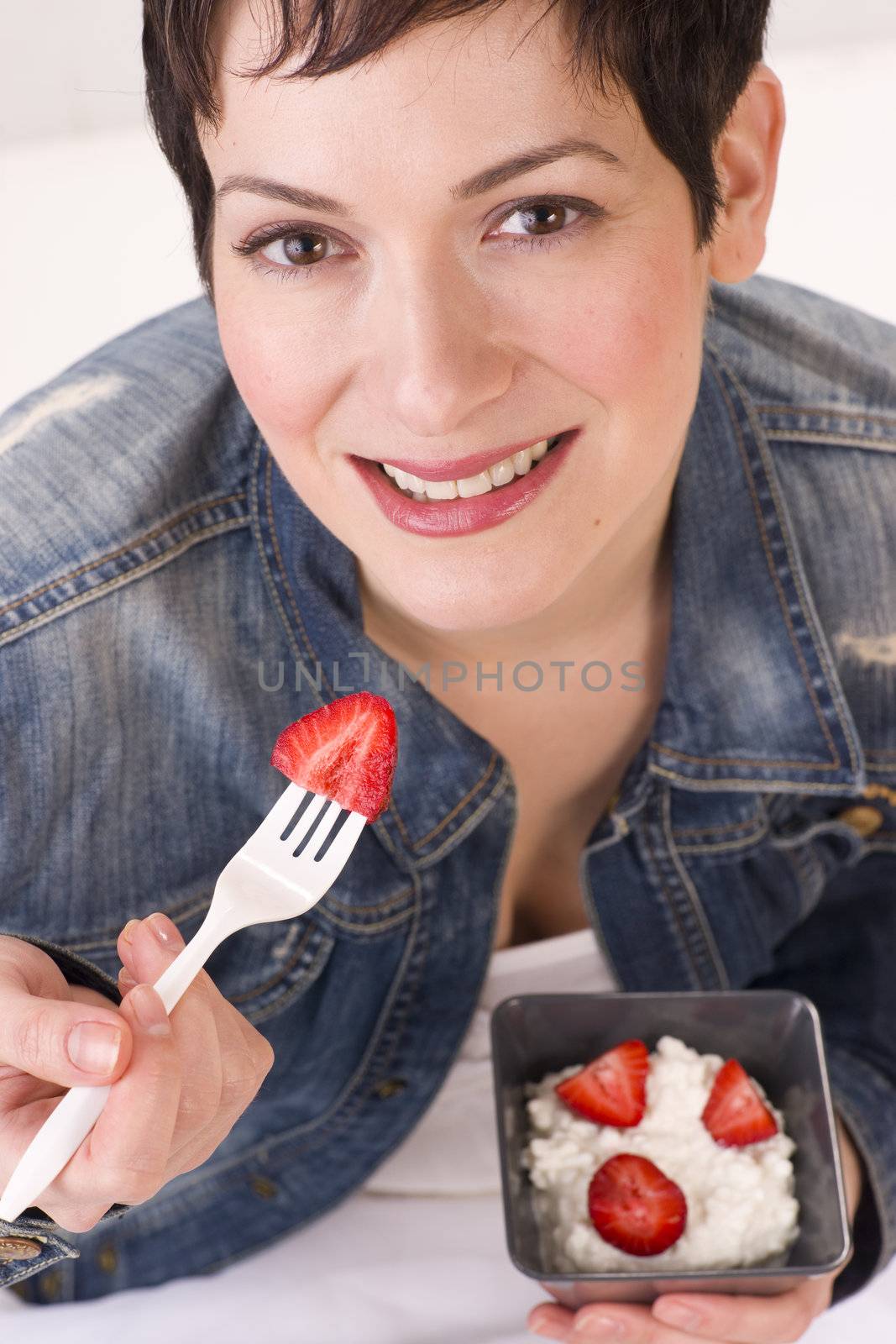She eats a cottage Cheese salad