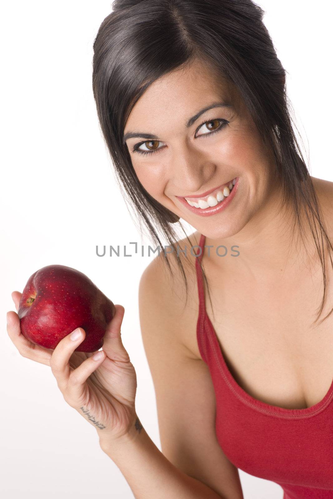 Beautiful Brunette with Apple