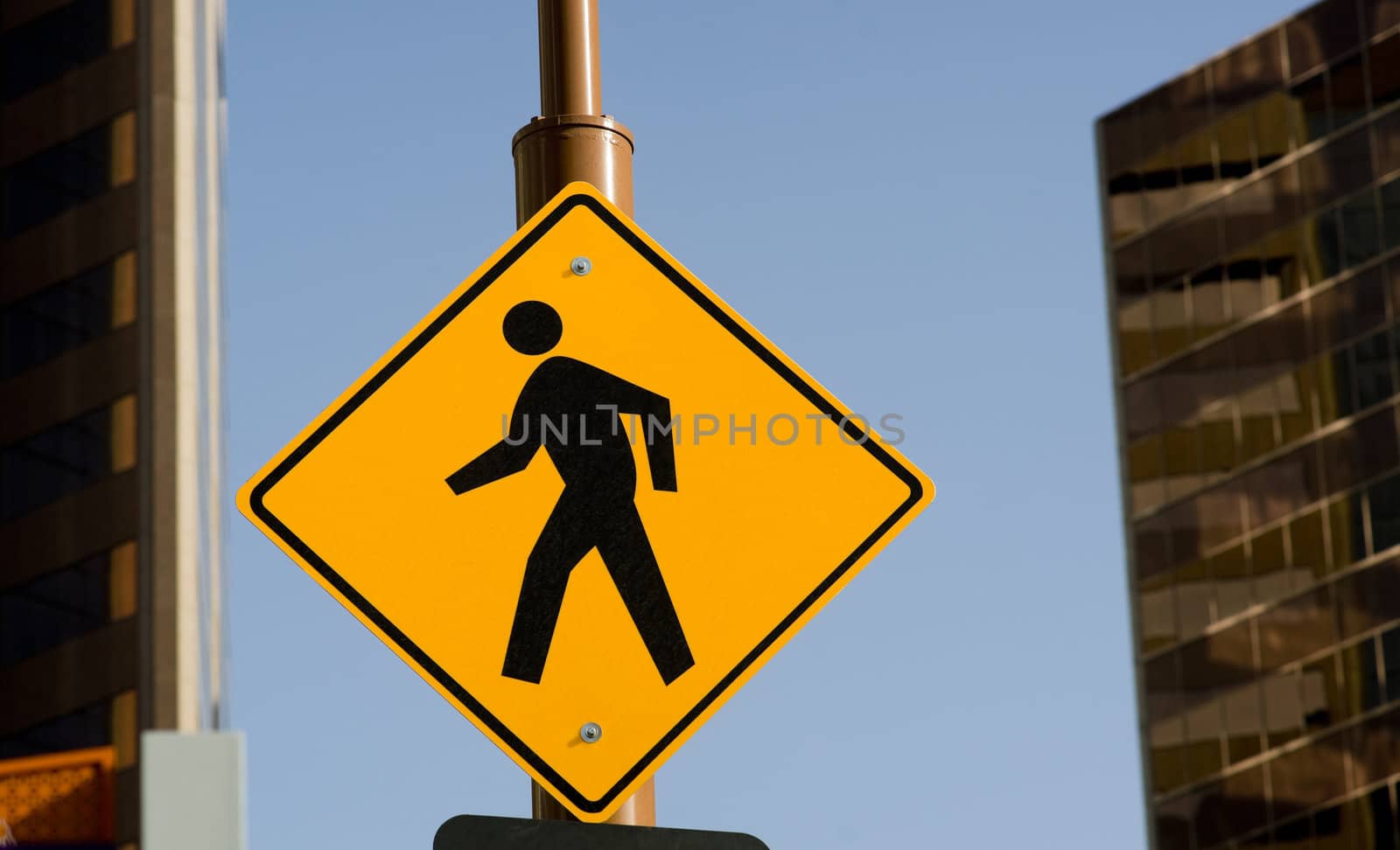 Pedestrian Crossing Sign on the street corner