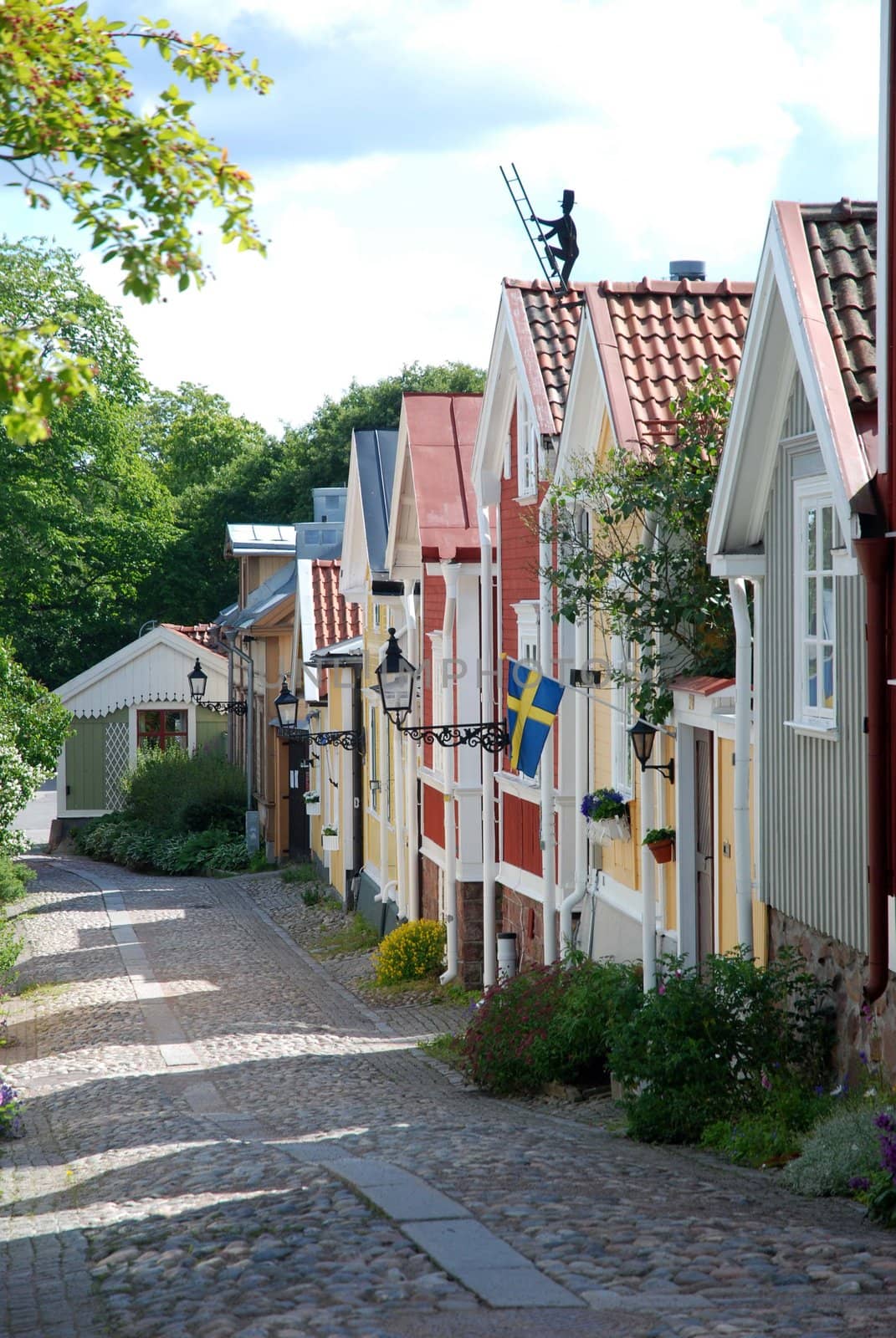 Cottages in a small town in Sweden