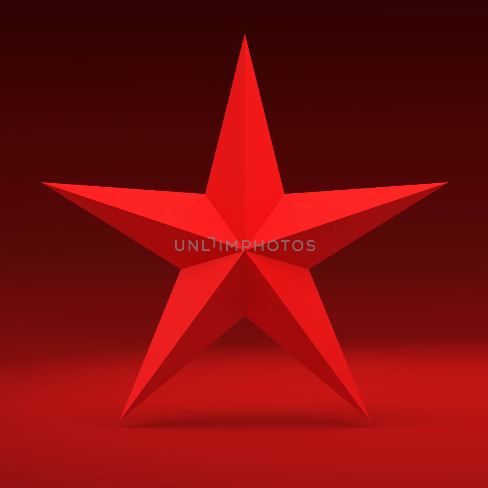 Big red five-pointed star on the red background