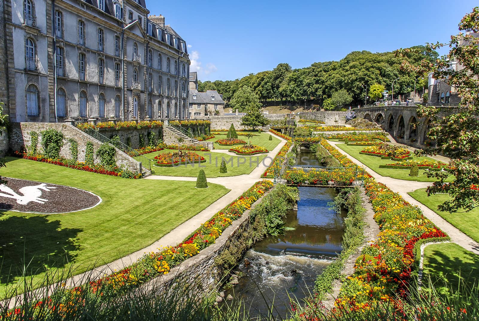 Gardens of the Vannes' castle in Bretagne
