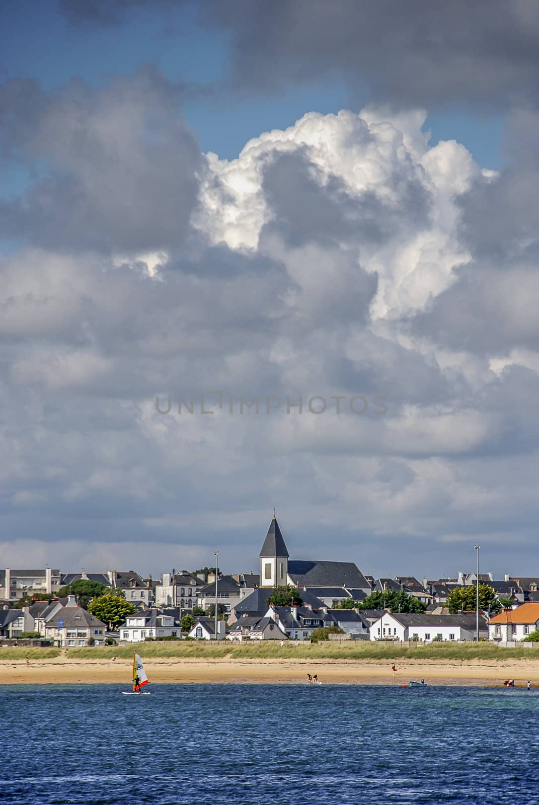 French village of Bretagne seen from the sea