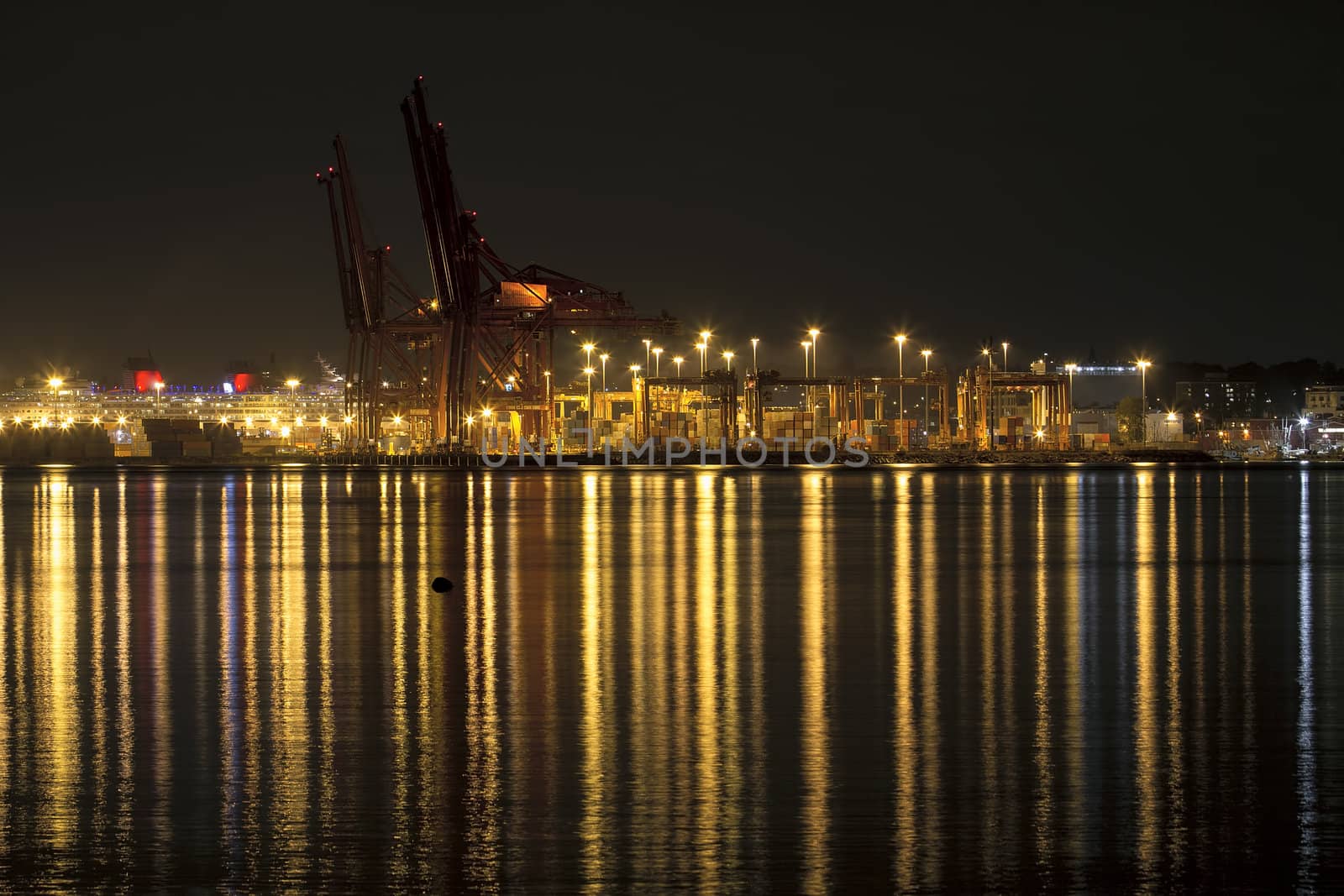 Port of Vancouver British Columbia Canada at Night