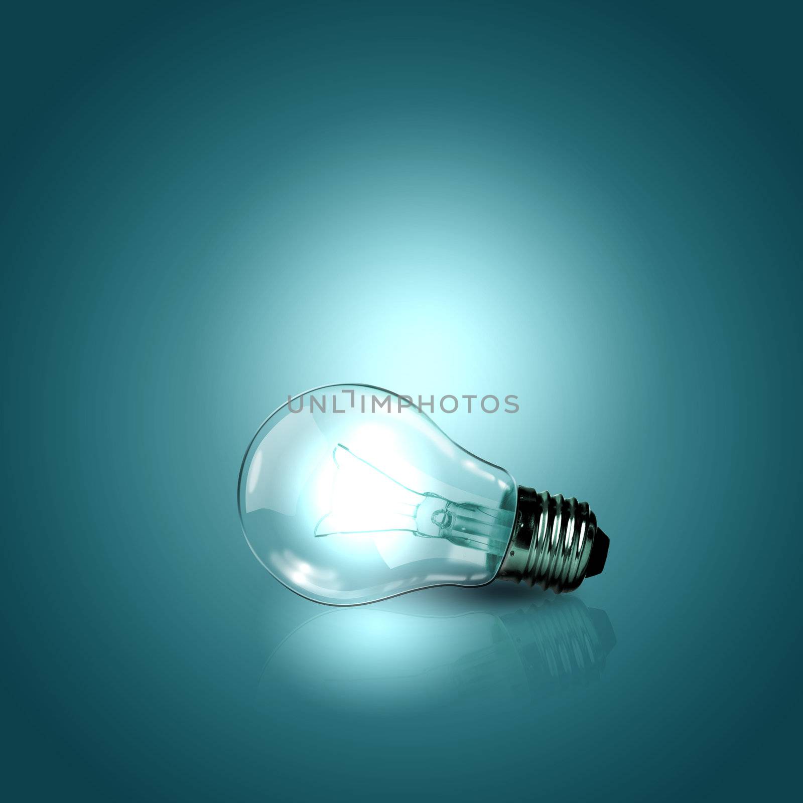 Light bulb lamps on a colour background