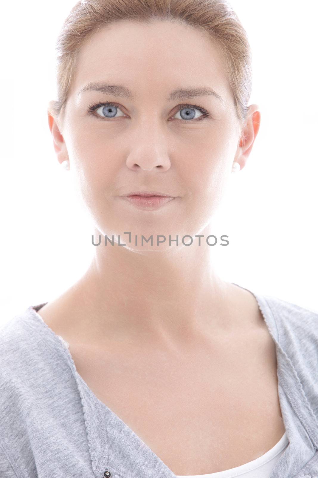 Head and shoulder view of beautiful mid age woman