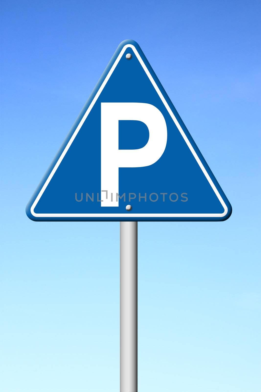 parking sign with blue sky