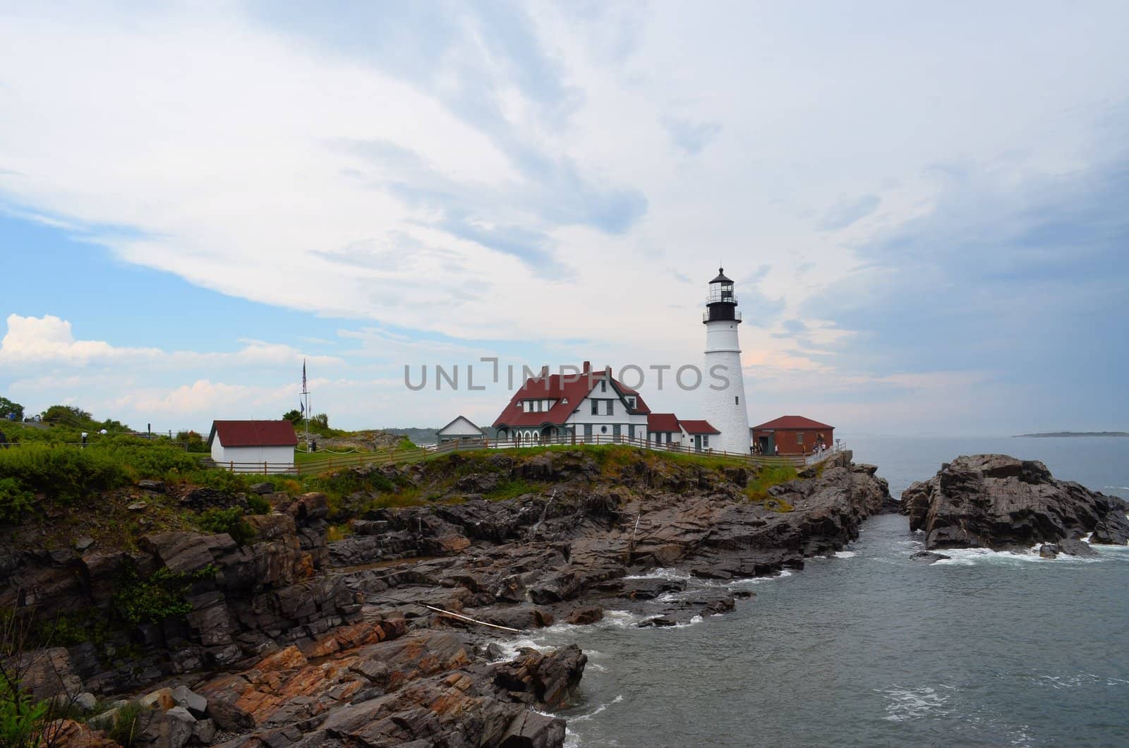 Famous Maine Lighthouse at Portland Headlight in Cape Elizabeth.