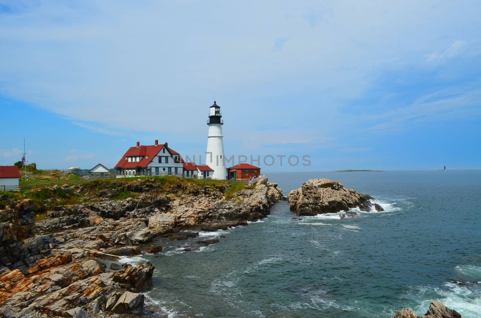 Famous Maine Lighthouse at Portland Headlight in Cape Elizabeth.