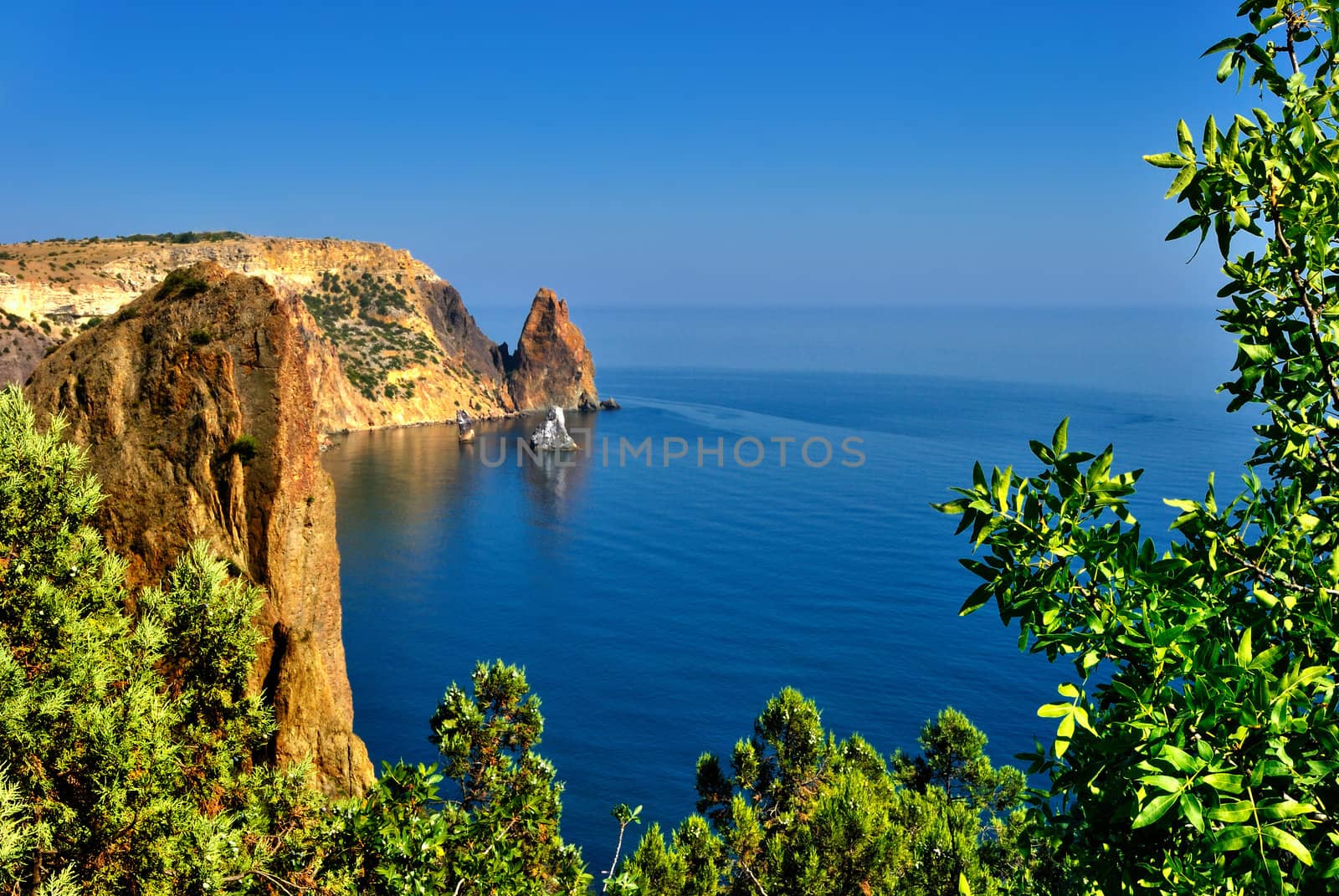 Rocks on the coast a bright summer day