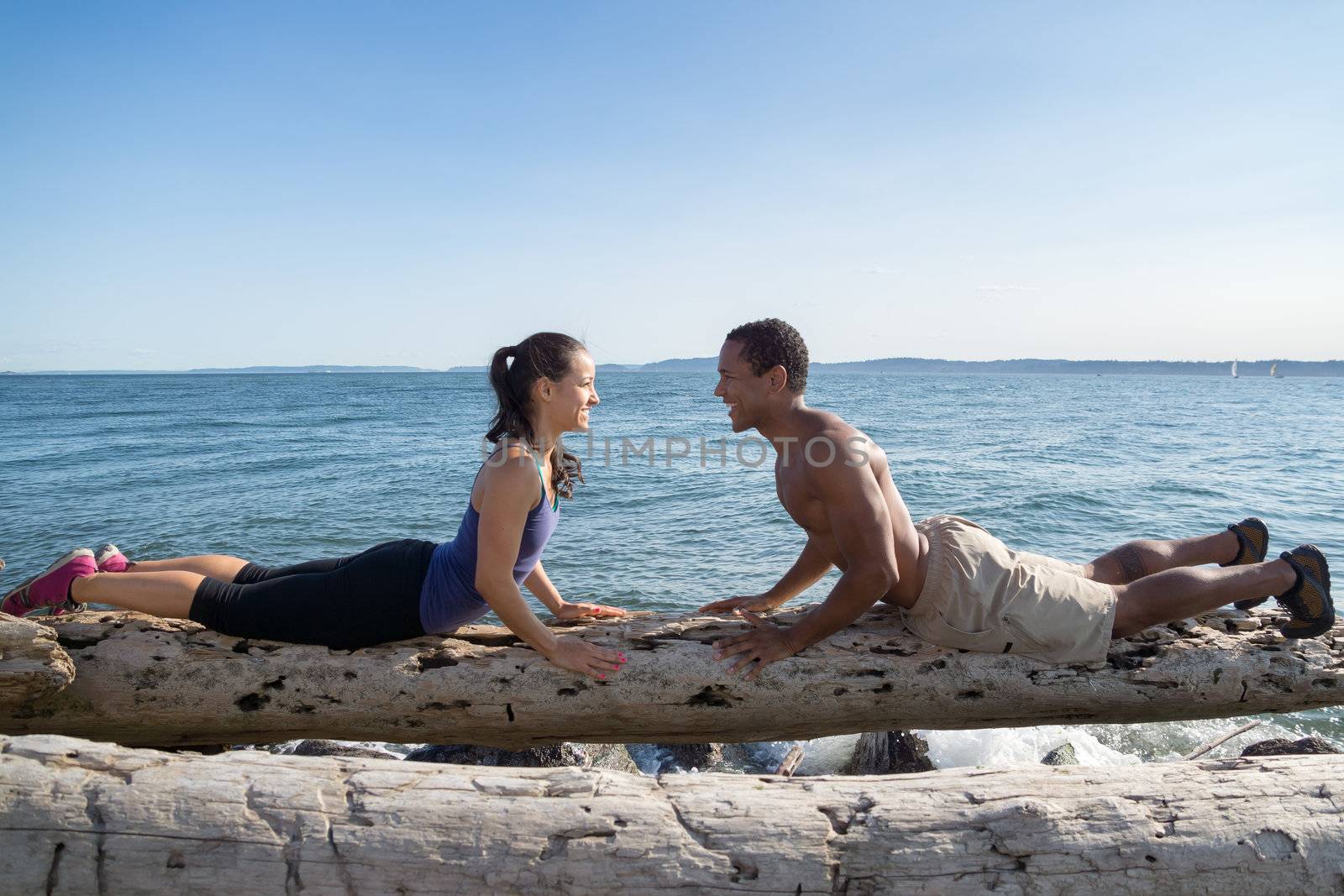 Beach Yoga with Young Couple  by sketchyT