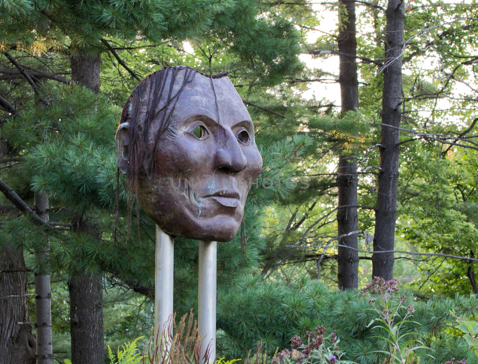 Also known as Little Crop, this rendition of  Native American Chief Taoyeduta looks over Minnehaha Creek.