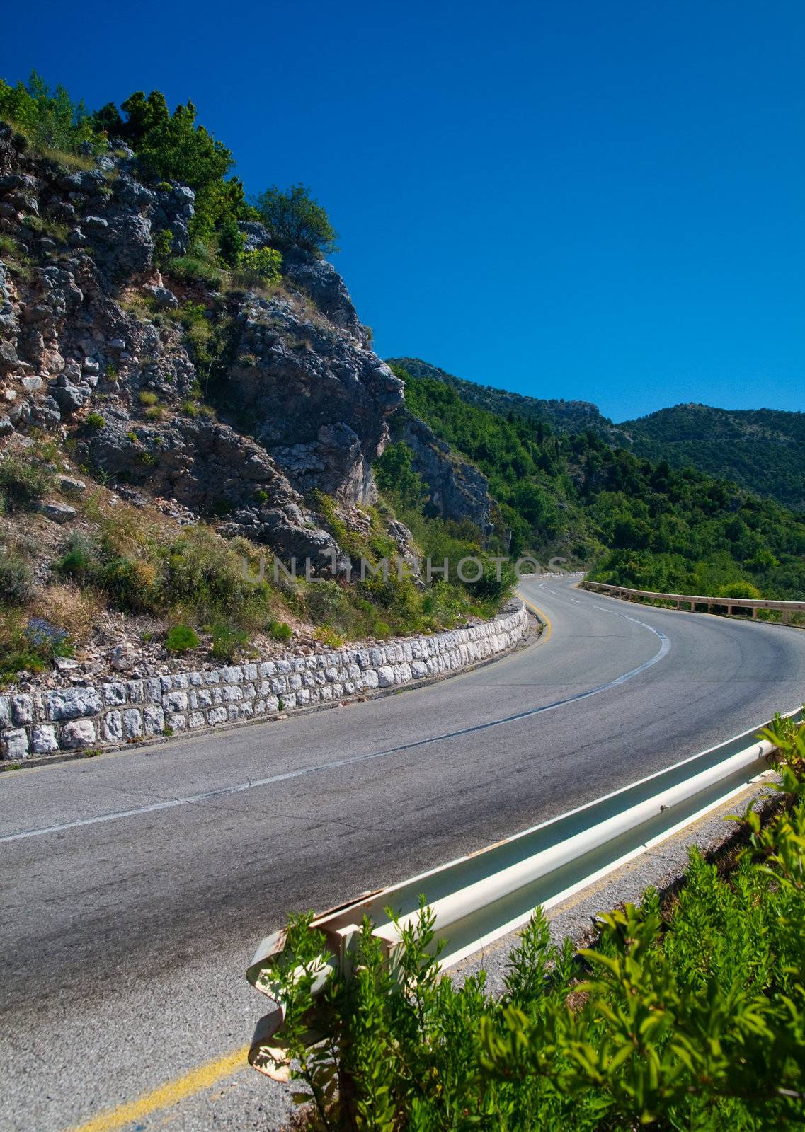 Summer scenic mountain highway in Montenegro