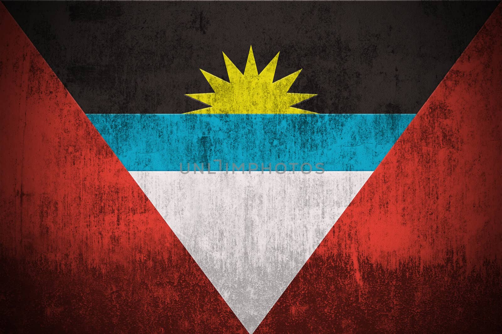 Weathered Flag Of Antigua and Barbuda, fabric textured
