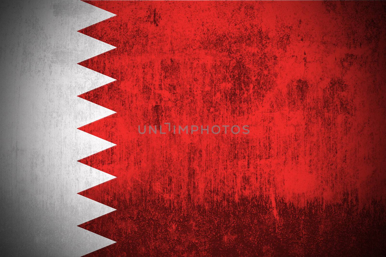 Weathered Flag Of Kingdom of Bahrain, fabric textured
