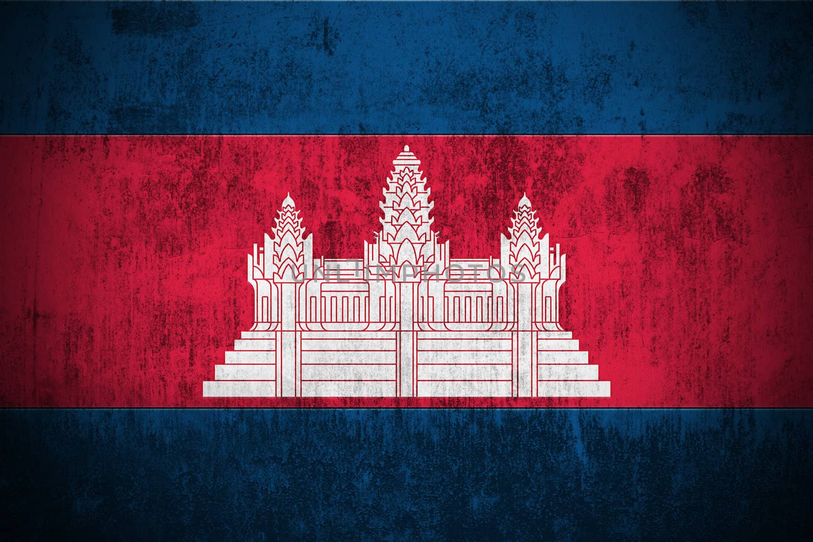 Weathered Flag Of Cambodia, fabric textured

