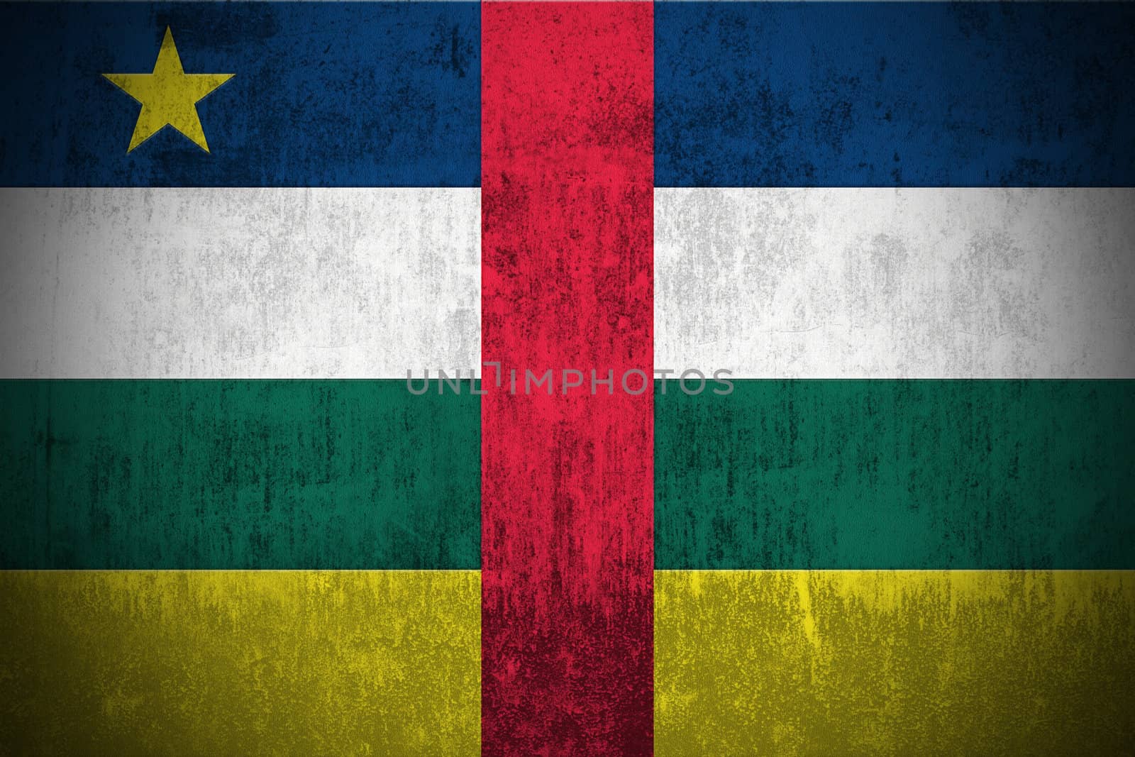 Weathered Flag Of Central African Republic, fabric textured
