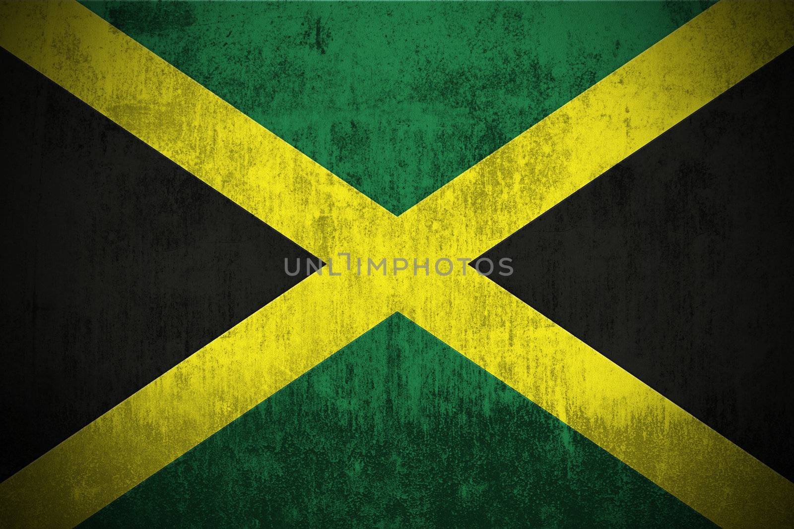 Weathered Flag Of Jamaica, fabric textured
