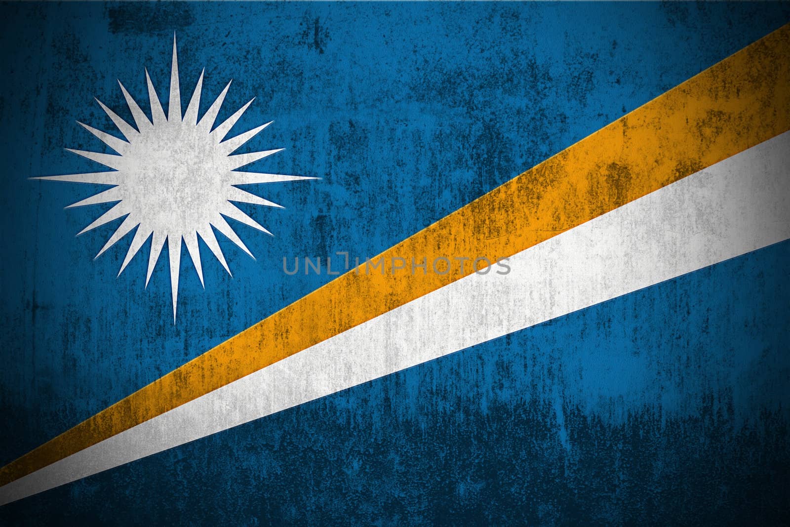 Weathered Flag Of Marshall Islands, fabric textured
