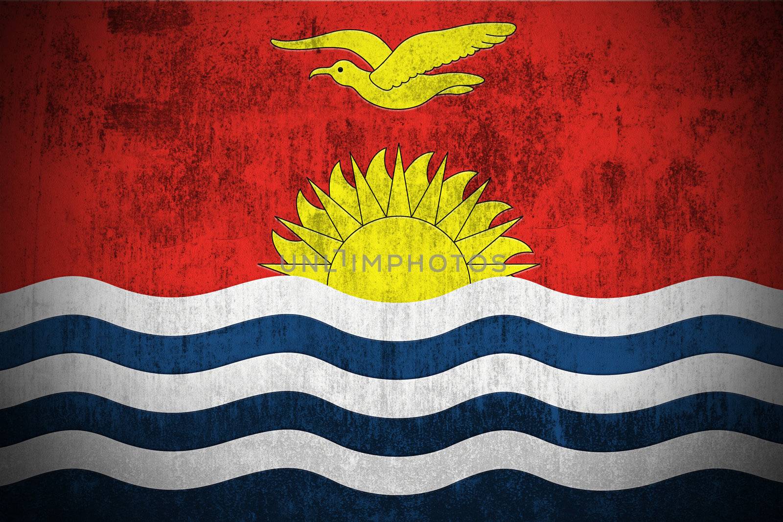 Weathered Flag Of Kiribati, fabric textured
