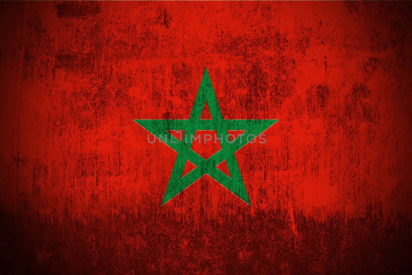 Weathered Flag Of Morocco, fabric textured
