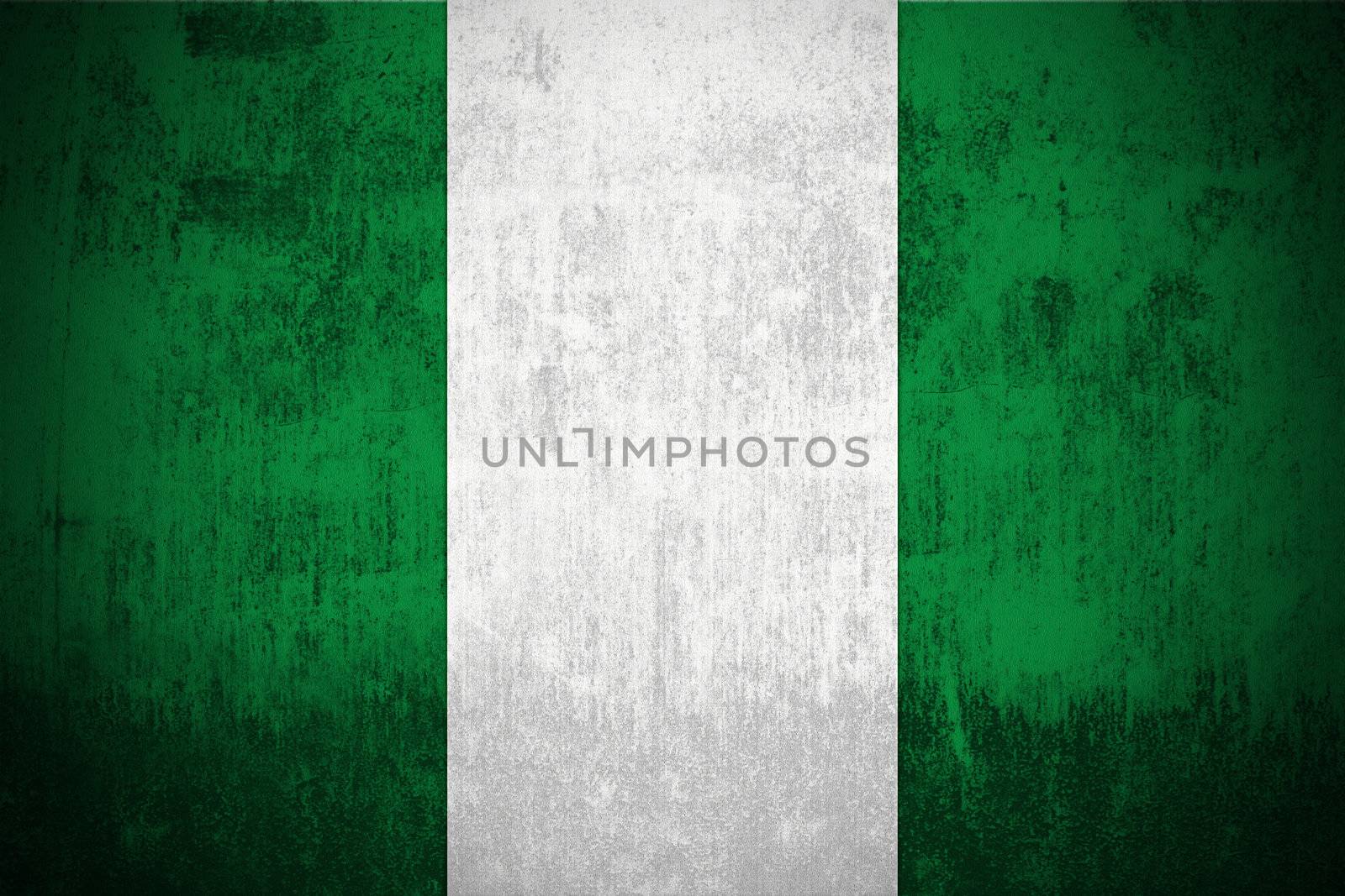 Weathered Flag Of Nigeria, fabric textured
