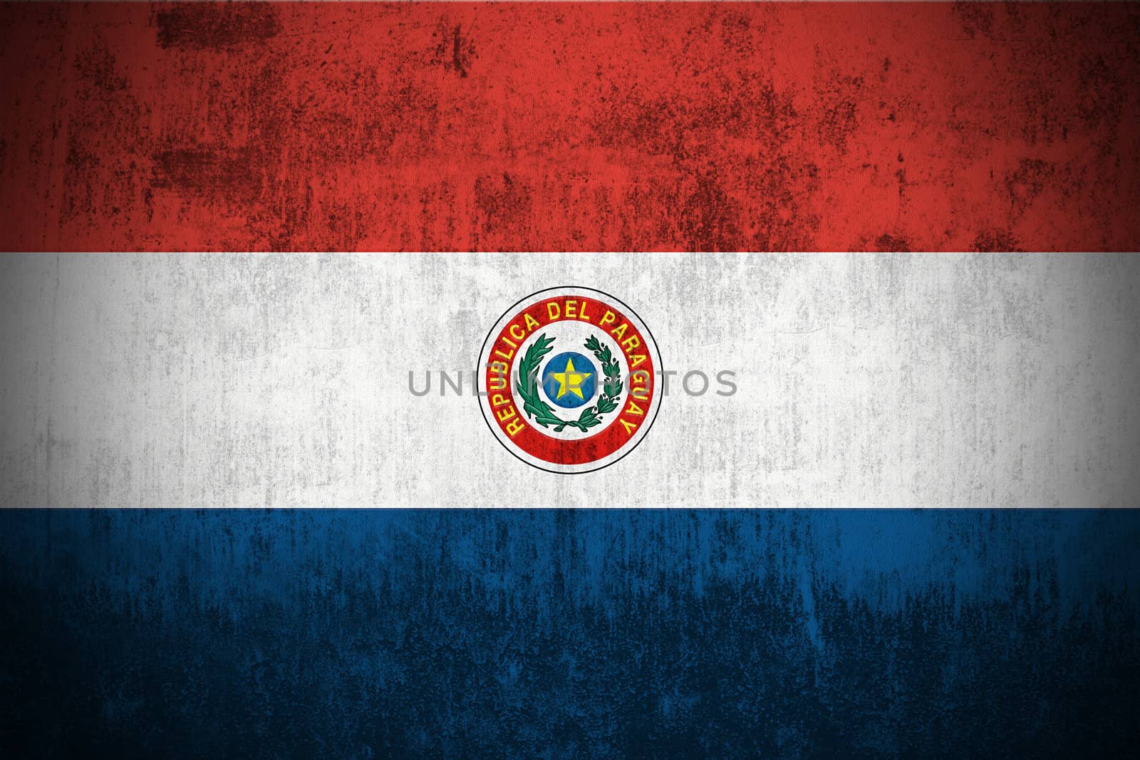 Weathered Flag Of Paraguay, fabric textured
