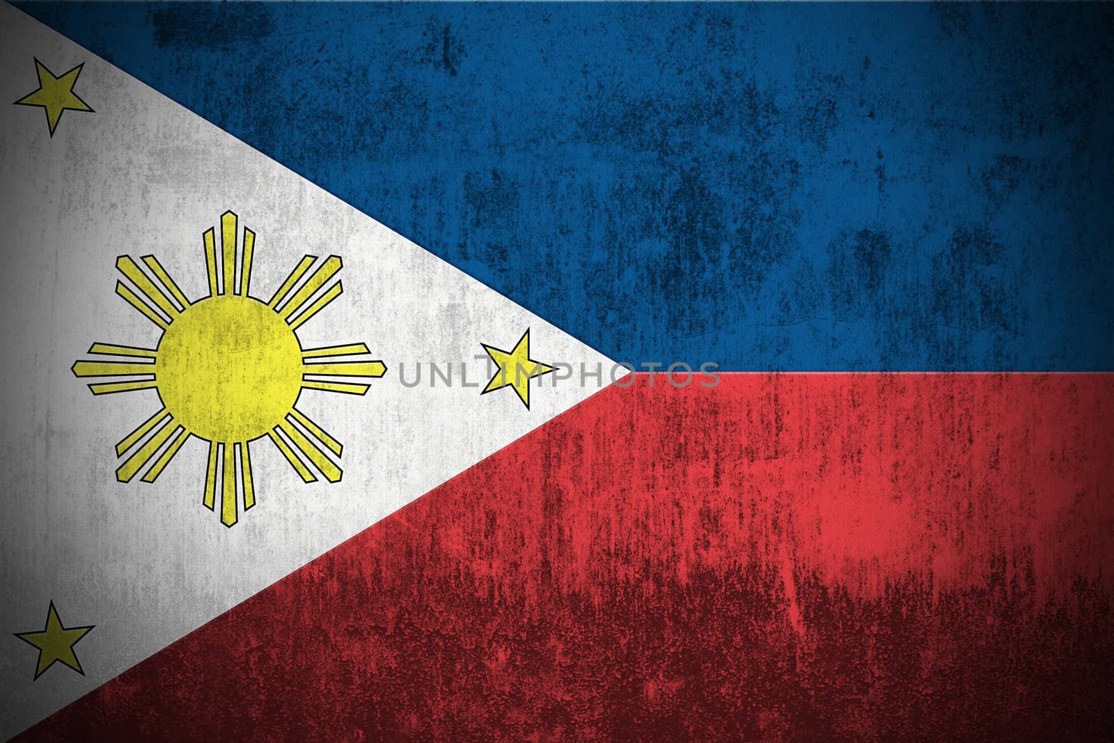 Weathered Flag Of Philippines, fabric textured
