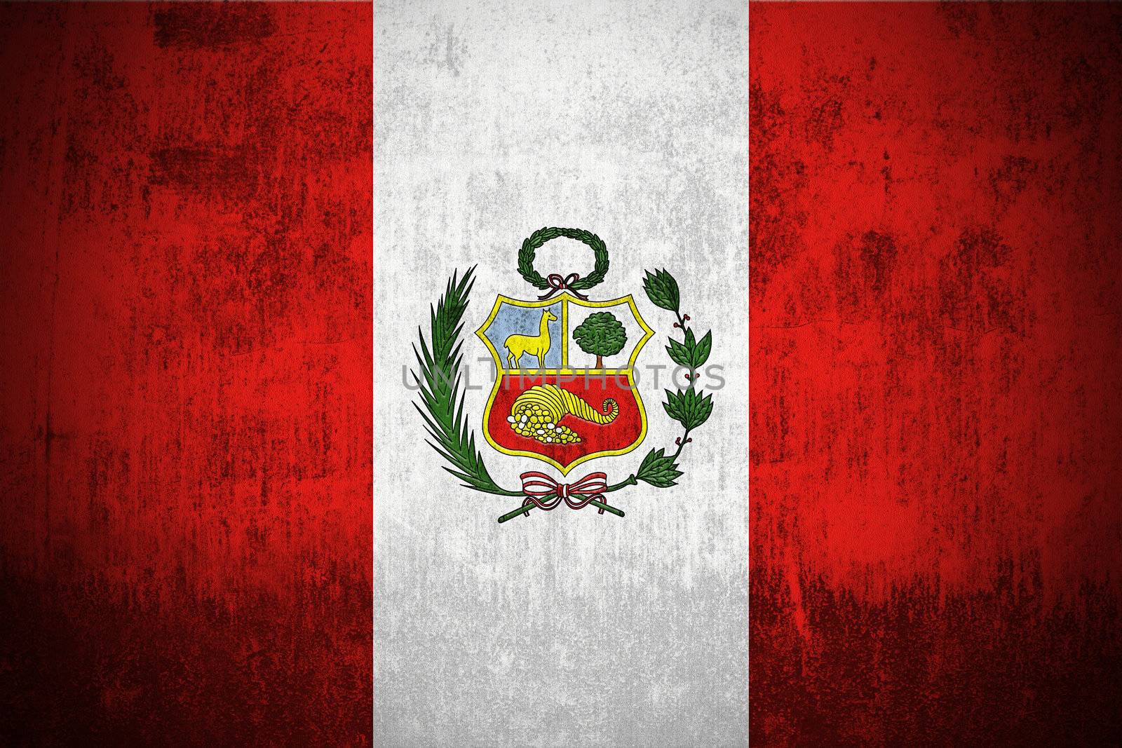 Weathered Flag Of Peru, fabric textured
