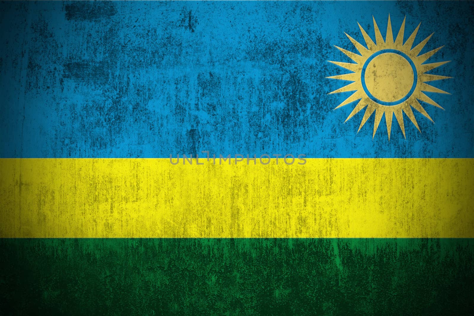 Weathered Flag Of Rwanda, fabric textured
