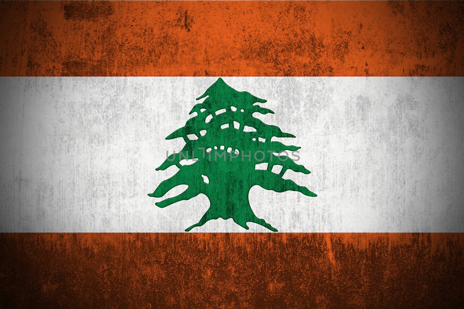 Weathered Flag Of Lebanon, fabric textured
