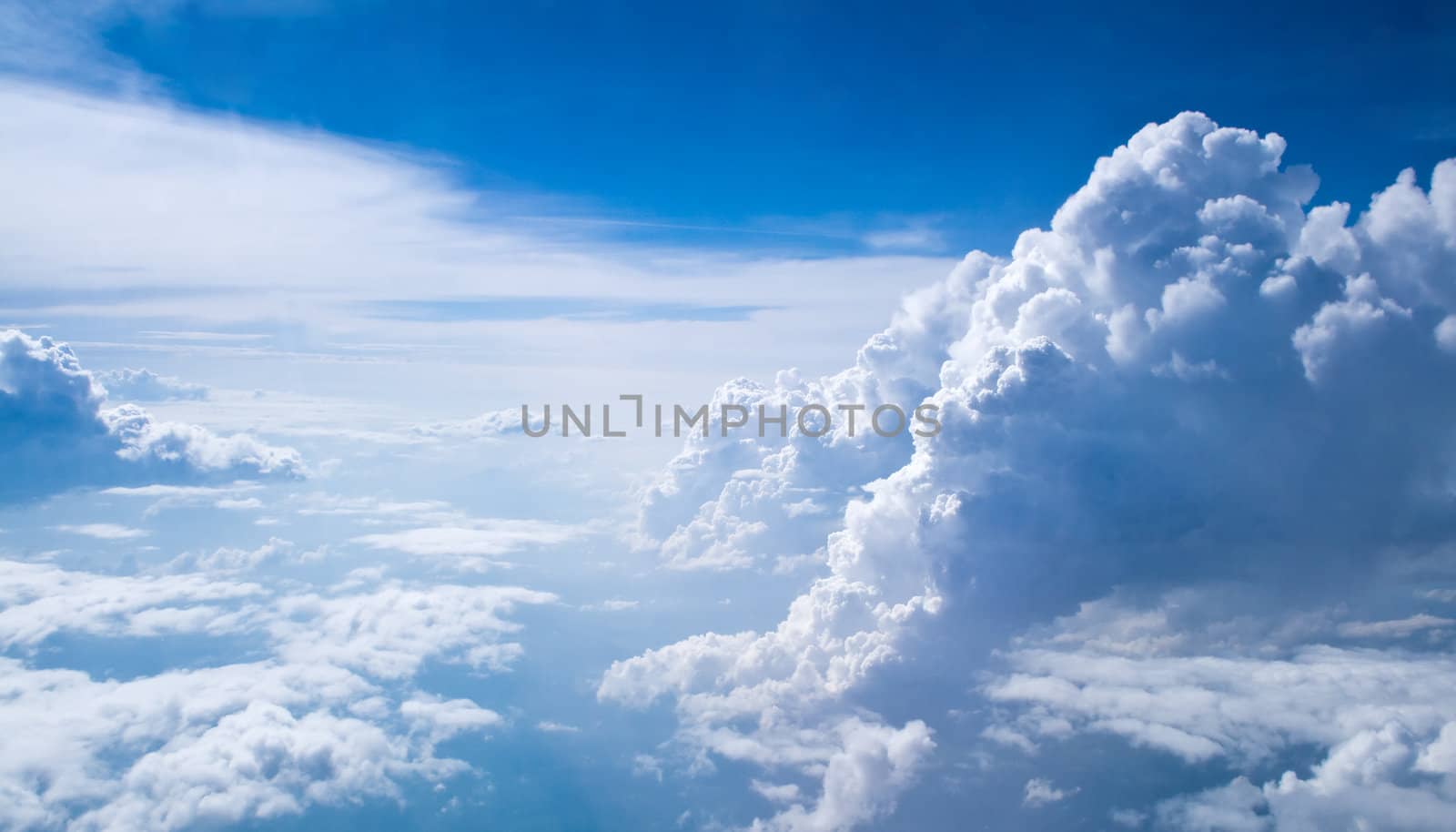 Wonderful blue sky, with some white clouds.