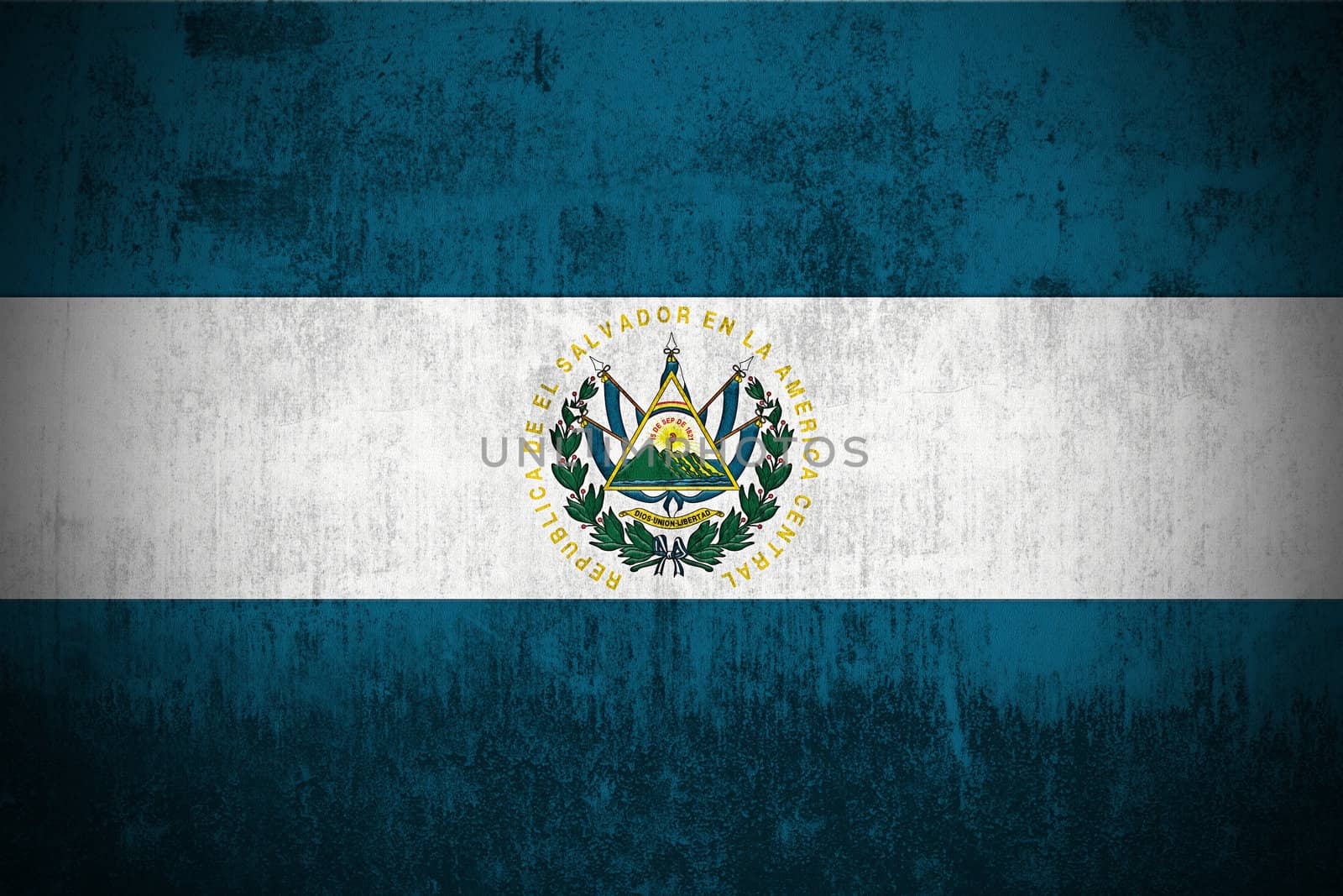 Weathered Flag Of El Salvador, fabric textured
