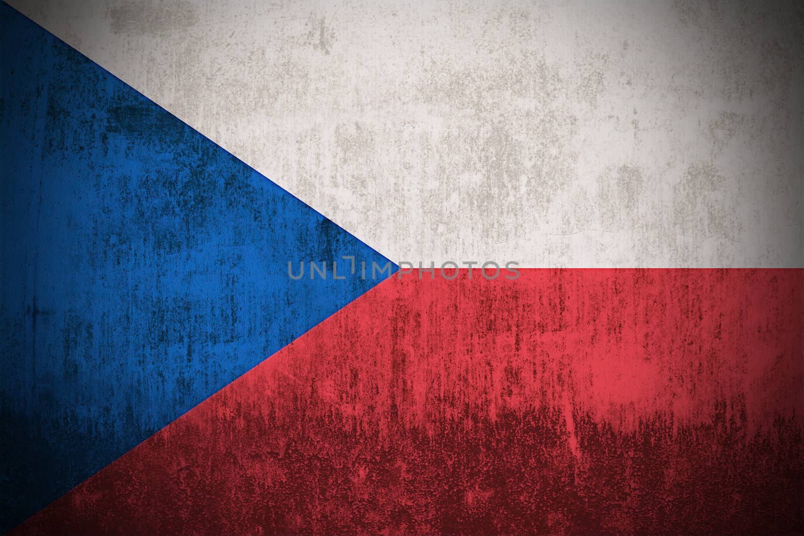 Weathered Flag Of Czech Republic, fabric textured

