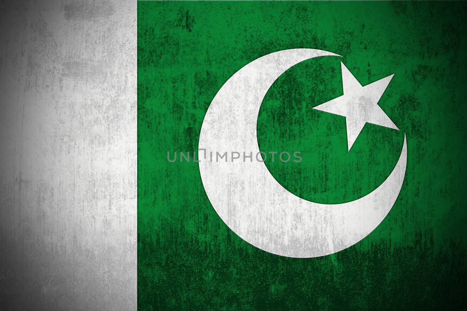 Weathered Flag Of Pakistan, fabric textured
