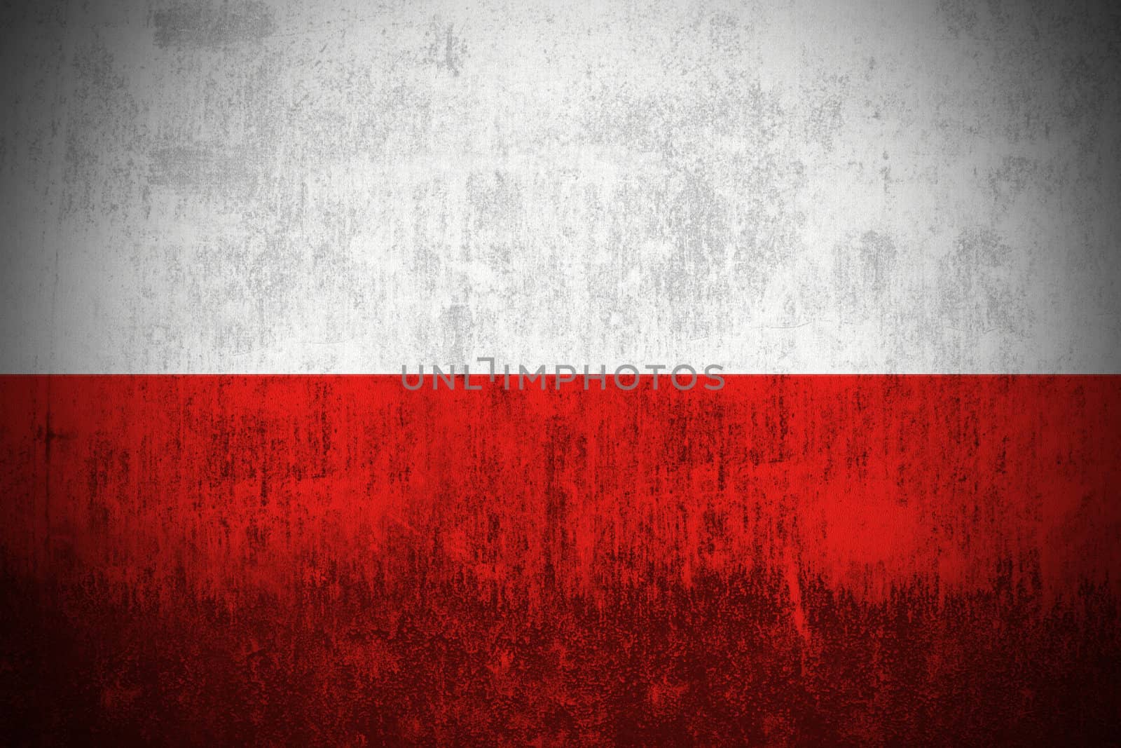 Weathered Flag Of Poland, fabric textured
