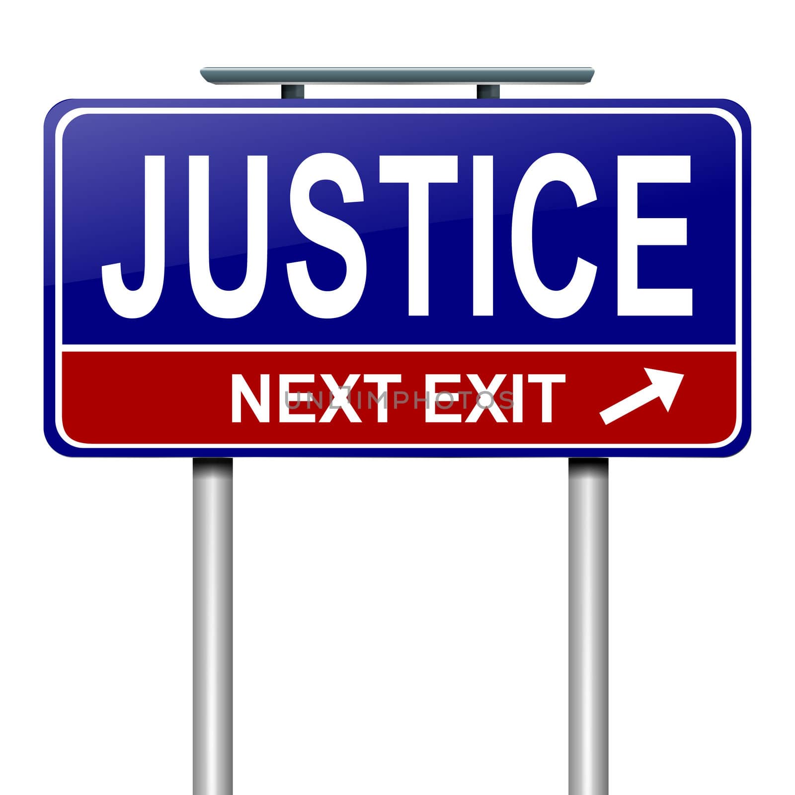 Illustration depicting a roadsign with a justice concept. White background.