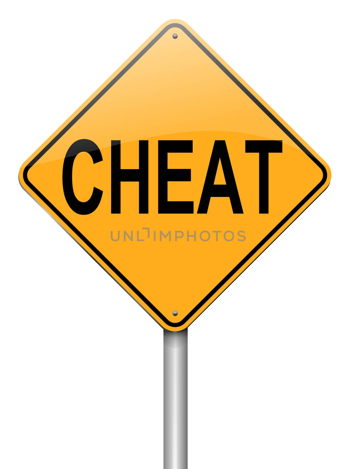 Illustration depicting a roadsign with a cheat concept. White background.