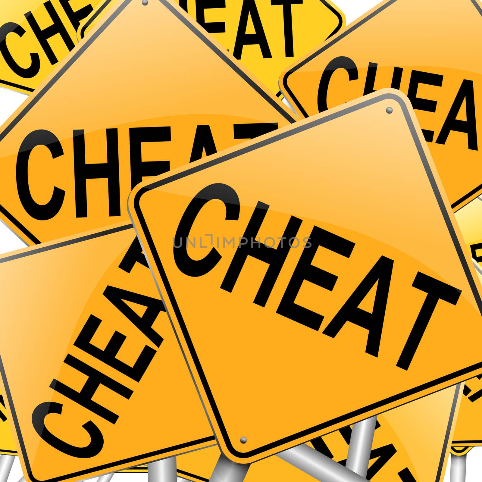 Illustration depicting many roadsigns with a cheat concept.
