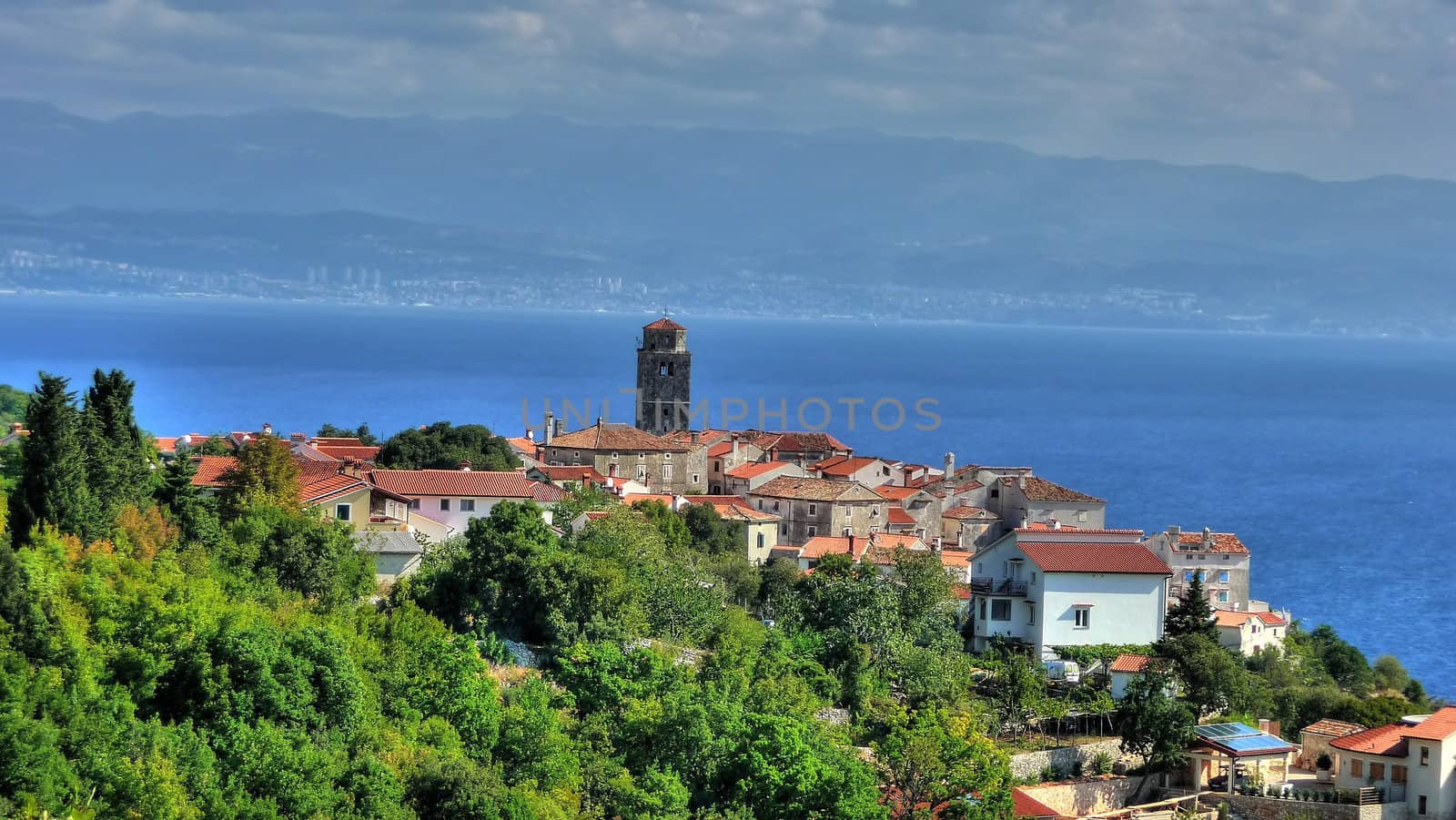 Adriatic Town of Brsec and Kvarner bay, Croatia