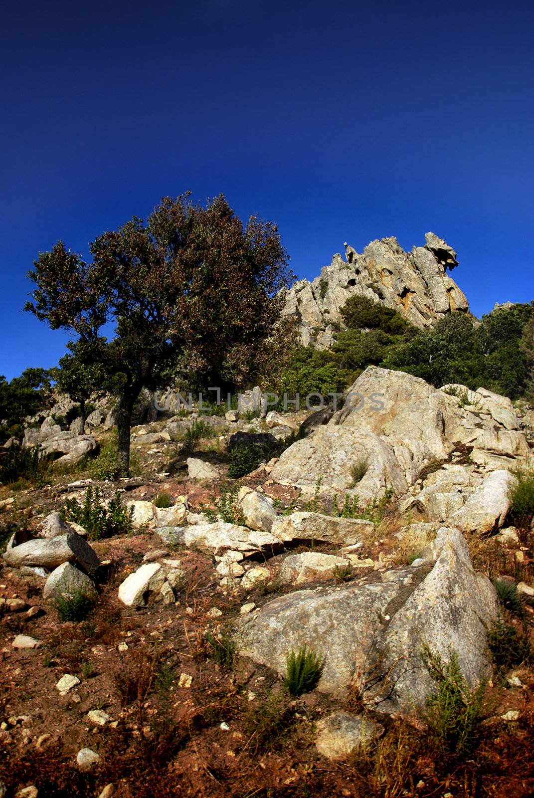 Beautiful rock formations in the Moon Valley on Sardinia, Italy