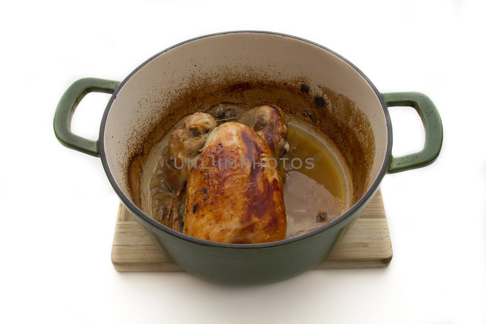 small roasted chicken in a crock-pot