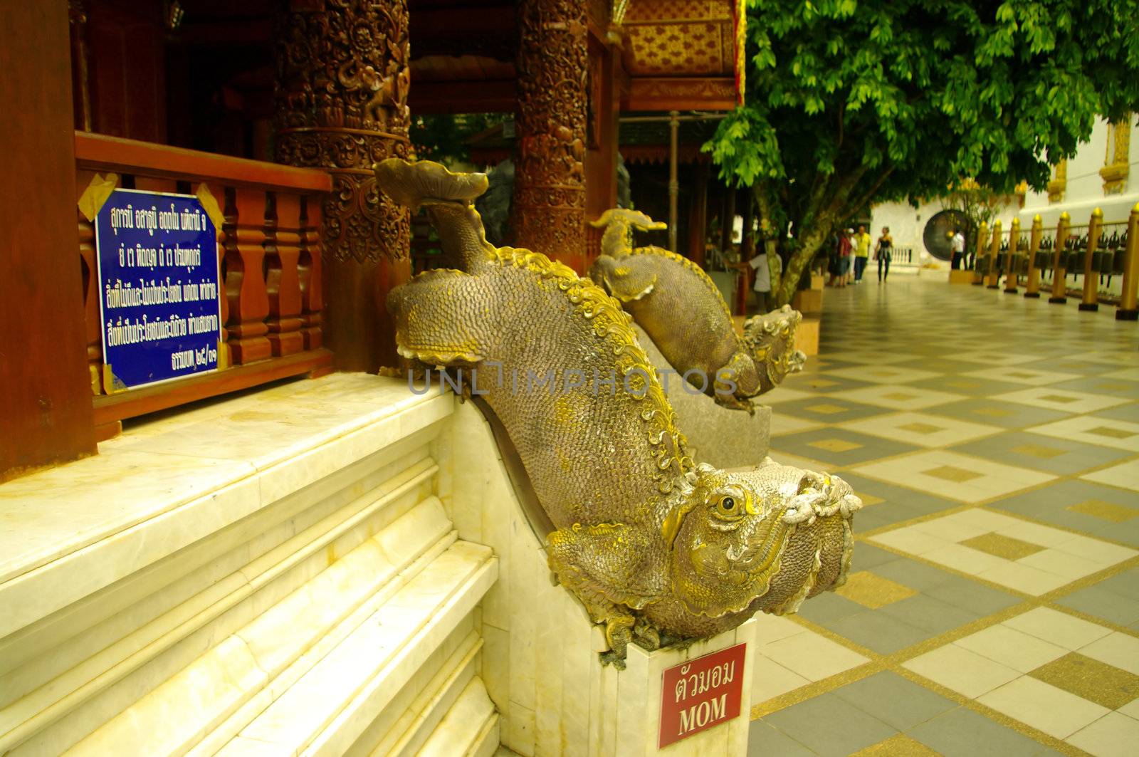 Lizards at the entrance kiosk. Buddhism has many symbolic and mythical animals. Lizard, dragon, tortoise, phoenix are among the most common.