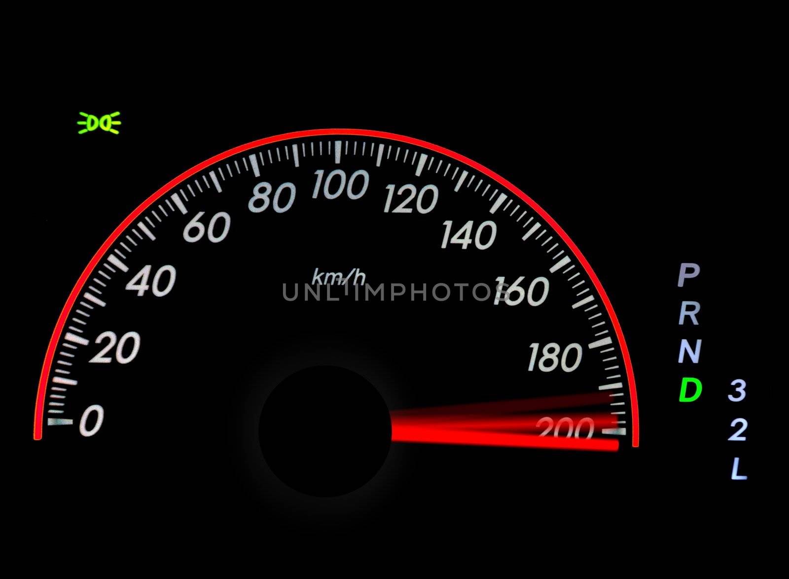 Speedometer with moving arrow in high speed