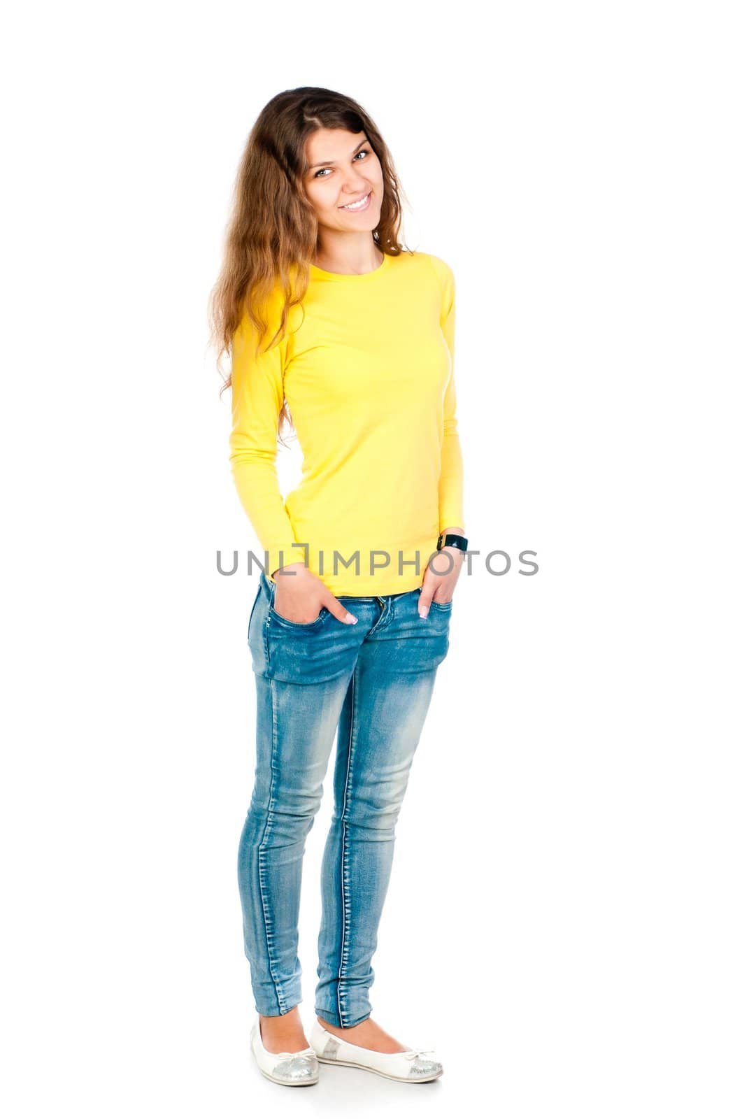 young girl isolated on white background
